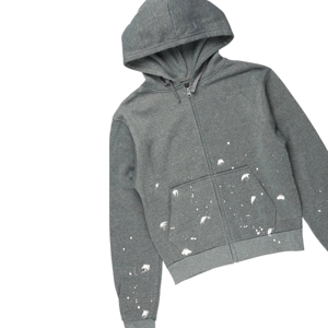 Conjunto de chándal superapilado con cremallera de patrón sólido gris 100% pantalones de chándal acampanados con capucha de algodón chándal pintado ecológico para primavera - Product Image 2