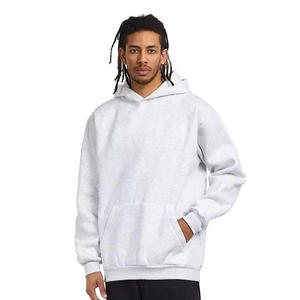 Sweat à capuche en molleton de coton blanc pour homme, durable, grande taille, uni, à capuche, pour un port quotidien confortable en extérieur - Product Image 2