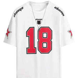 OEM Vente en gros 100% Polyester Manches courtes Respirant Imprimé Haute qualité Maillot de football américain Logo personnalisé Été - Product Image 1