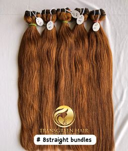 100% Calidad Premium Visón camboyano Templo indio Virgen 22 ''Color #8 Extensiones de paquetes rectos Proveedor indio de un solo donante - Product Image 2