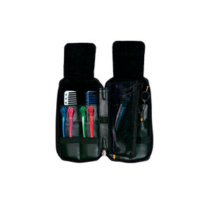 Pochette en cuir véritable à fermeture éclair pour ciseaux | 8 poches à ciseaux pour Salon de beauté ciseaux à cheveux peignes Clips sac à fermeture éclair avec Logo personnalisé - Product Image 3