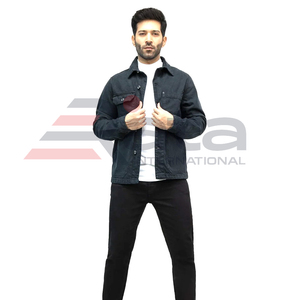 Vestes en jean imperméables à capuche décontractées personnalisées OEM pour hommes en noir respirant de qualité supérieure coupe-vent pour l'extérieur - Product Image 1