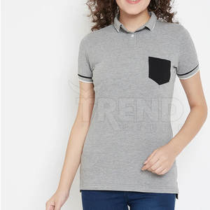 Señoras XL Logotipo personalizado Impreso para camisetas de polo Camisetas de algodón transpirable de alta calidad Camisetas casuales sólidas de lona de punto corto - Product Image 1