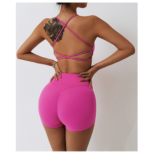 Conjunto de yoga ligero para mujer superventas Leggings superventas nuevo diseño de moda para mujer sujetador de gimnasio y pantalones cortos conjuntos reciclados - Product Image 6