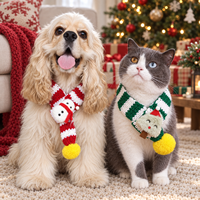 Écharpe de Noël pour chien, motif rayé avec boules de laine, pour petits/moyens/grands chiens et chats, motifs sapin de Noël et bonhomme de neige