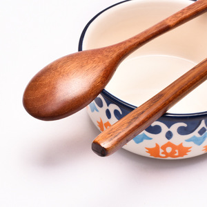 Cuchara mezcladora de madera con mango de madera Longan personalizada Cucharas de sopa de madera largas para cocinar y revolver Loto Azul - Product Image 6