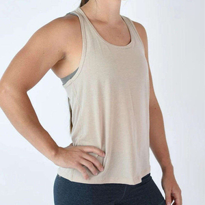 Camiseta sin mangas hecha en el mejor material para mujer a la venta, camisetas sin mangas de color liso de fibra de bambú y algodón de talla grande para mujer - Product Image 4
