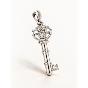 Pendentif fin en forme de plume avec breloque CZ - Product Image 1