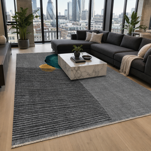 Netline Home <b>Cool</b> Linework Silver Grey Modern Washable <b>Rug</b> - Product Image 3