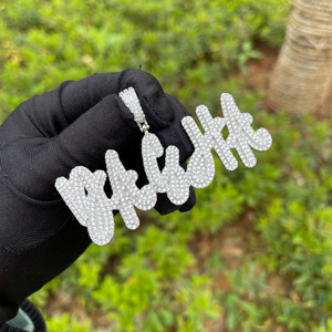 เครื่องประดับฮิปฮอปขนาดใหญ่สำหรับแร็ปเปอร์ทำจากเงินสเตอริ่งจี้ตัวอักษรทรงขนมปังฝรั่งเศส - Product Image 1