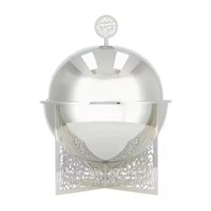 Chauffe-plats en métal argenté élégant pour les mariages arabes du Golfe Parfait pour les casseroles et les casseroles servant sur la table - Product Image 3