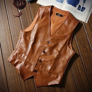 Outwear Biker Leather Waistcoats Mens Clothing Autumn Men Vests <b>Coats</b> Pu Leather <b>Sleeveless</b> Jackets Casual - Product Image 6