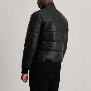 Lucas Genuine Sheepskin Leather Puffer Bomber <b>Jacket</b> Water-Proof Zippered Streetwear with Hooded Collar Sizes XS to 6XL - Product Image 5