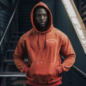 เสื้อวอร์มสีแอซิดสำหรับผู้ชายเสื้อมีฮู้ดผ้าคอตตอนผสมสีเฮฟวีเวตสีดำแนววินเทจให้ความอบอุ่นพร้อมเสื้อสวมหัว - Product Image 2