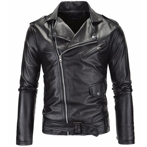 Chaqueta de cuero genuino personalizada para hombres con cremallera completa, forro suave, ajuste elegante, marca OEM ofrecida chaqueta de cuero para hombres - Product Image 4