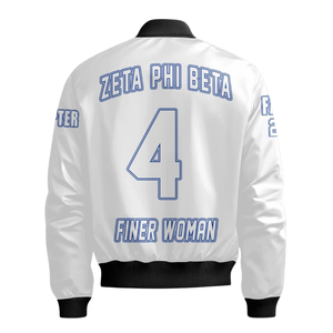 Zeta phi Beta เสื้อแจ็กเก็ตซาติน1920สำหรับผู้หญิงสีฟ้าและสีขาวโล่ zpb โล่เย็บปักถักร้อยแบบพรีเมียมเสื้อผ้ากรีกดูคลาสสิก - Product Image 2