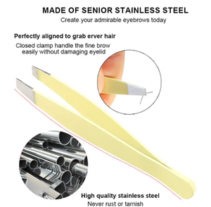 Pince à épiler inclinée en acier inoxydable multicolore personnalisée en gros outil d'élimination des éclats de cils et de poils faciaux de précision - Product Image 3