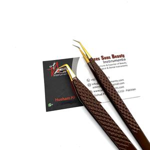 Pinzas para Extensión de Pestañas de 90 Grados y Pinzas de Aislamiento de 45 Grados, Color Marrón Dorado, con Impresión de Logotipo Personalizado - Product Image 5