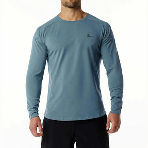 T-shirt à manches longues col rond en coton personnalisé avec logo pour homme - Product Image 1