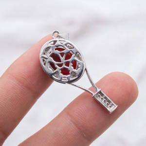 จี้เงินแท้แบบ925ของผู้หญิงคาร์เนเลี่ยนและลูกบาศก์อัญมณีชุบทองสำหรับขายส่ง - Product Image 3