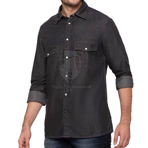 Chemises en jean pour hommes de style unique, sur mesure, à vendre, personnalisez votre propre logo, design de chemises en jean pour hommes - Product Image 2