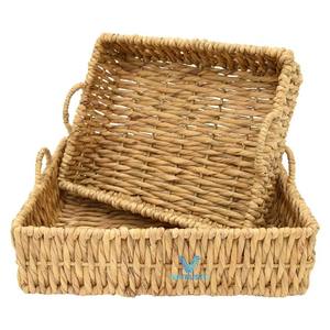 ถาดใส่น้ำผักตบชวาชุดถาดตกแต่งบ้านถาดใส่ของแบบยั่งยืนอุปกรณ์จัดเก็บของในบ้าน - Product Image 1