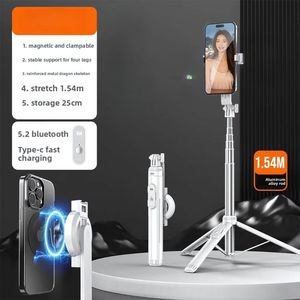 1.54m estendibile per Bluetooth Selfie Stick impugnatura magnetica Wireless remoto asta in alluminio tracciamento del viso per tutti i modelli di telefono - Product Image 2