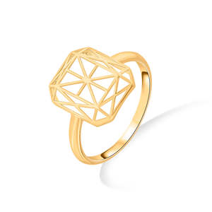 Gold Plated Adjustable <b>Crystal</b> Cage Cocktail <b>Ring</b> - Product Image 4