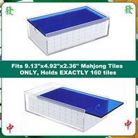 Estuche de Acrílico Azul de Alta Gama para Fichas de Mahjong Americano Transparente para 4 Jugadores con Soporte de Mesa Opcional