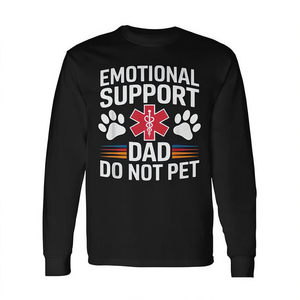 Maglietta a maniche lunghe per la Festa del Papà con scritta 'Do Not Pet' - Regalo promozionale per papà premuroso e di sostegno emotivo - Product Image 2