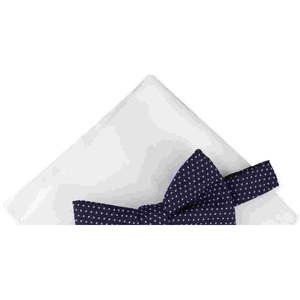 Set Papillon Pre-Annodato e Fazzoletto da Taschino da Uomo Alfani Blu Navy con Stampa Paisley a Pois in Raso e Poliestere, Taglia Regolare - Product Image 2