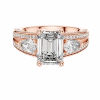 Bague de fiançailles Pacho 3.096 TCW en argent sterling 925 avec trois pierres en moissanite émeraude et poire, élégante bague de mariage