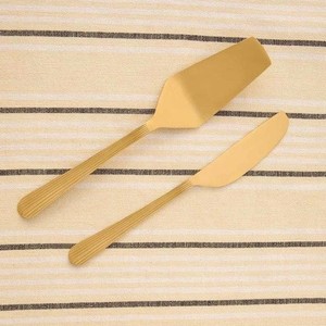 Trending Gold Plated Stainless Steel Slicer & Spatula Designer Thin Handle Metal Slicer & Spatula <b>Cake</b> Server Wedding Hotel - Product Image 2