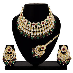 Conjunto de collares gargantilla Kundan redondos y delicados - Product Image 1