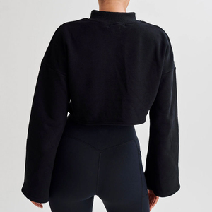 Sweat à capuche oversize à manches longues pour femme de qualité supérieure Logo personnalisé Pull intégral avec polaire française Fabriqué en coton polyester - Product Image 5