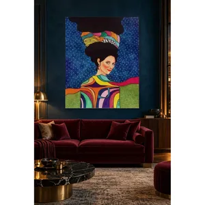 Fida, femme au turban coloré sur toile imprimée Nuit étoilée - Product Image 5