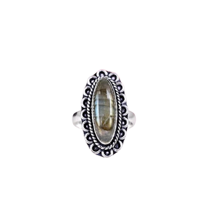 Anillo clásico de plata sólida 925, joyería para mujer, Plata de Ley 925, piedras preciosas de labradorita, estilo bohemio, anillo hecho a mano, regalo para mamá - Product Image 1