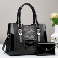 Sac à main pour femme en cuir PU imperméable, motif croco, couleur unie, fermeture éclair, poignée supérieure, bandoulière, structuré, décontracté, polyester