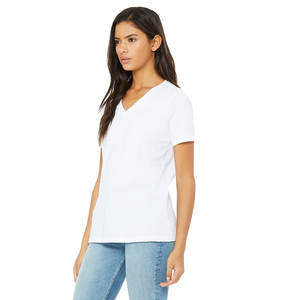 6405 Bella toile femmes col en v jersey t-shirt manches courtes moderne coupe décontractée 100% coton t-shirt respirant - Product Image 2