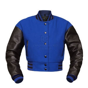Chaqueta Corta Tipo Letterman para Mujer, Talla Grande, Transpirable, 100% Algodón, para Uso en Exteriores, Cuello Alto - Product Image 1