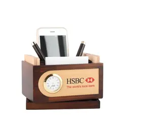 Beste Houten Pen Voor Studie Dashboard Houders Tafel Telefoon Houder Pen Stand Custom Logo Kantoor Tafel Promotionele Corporate Gift