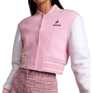 Top corto transpirable para mujer con logotipo impreso personalizado y decoración de letras bordadas Chaqueta lisa - Product Image 1