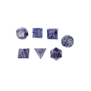 Ensemble de géométrie en cristal de sodalite pierre naturelle sacrée sculptée pour la guérison des solides platoniques formes géométriques uniques - Product Image 5