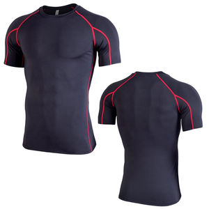 Compression à séchage rapide t-shirt hommes gym entraînement entraînement sport fitness corps façonnage respirant coupe serrée athlétique haut de course - Product Image 3