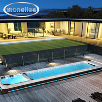 Piscine sans fin extérieure à double zone Spa de natation Massage en fibre de verre Piscines amusantes pour adultes