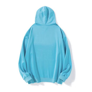 Sweat-shirts à capuche en coton surdimensionnés pour hommes en gros, pull-over basique avec poche kangourou, technique de gaufrage, teinture unie - Product Image 6