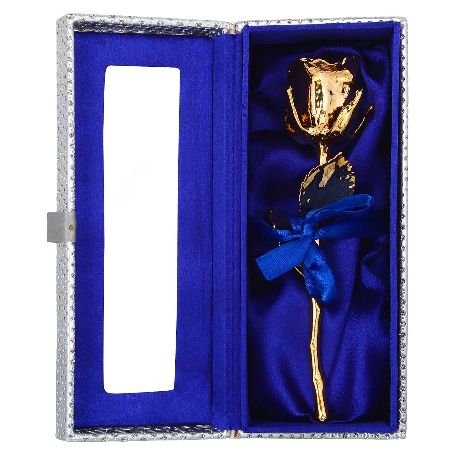 מכירה לוהטת טרנדי 24k זהב טבל אמיתי עלה עם כחול אריזת מתנה 6 סנטימטרים, לנצח פרח, הטוב ביותר רומנטי מתנות