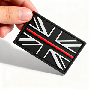 Custom <strong>UK</strong> Flag Thin Line <strong>PVC</strong> Patch Soft Rubber 3D Embossed Label Hook and Loop Backing for Outdoor Gear Backpacks and Jackets - Product Image 1