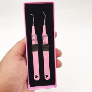 Pinzas de pestañas sostenibles Top Deal con puntas de fibra puntiagudas Logotipo privado Pinzas de extensión de pestañas MINK Punta de fibra de embalaje - Product Image 1