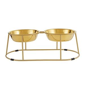 Alimentador de cuencos para mascotas de metal que ahorra espacio eficiente con marco compacto y Mango integrado para una fácil movilidad - Product Image 1